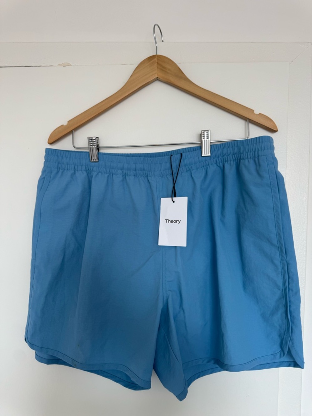 Theory powder blue crinkle swim Shorts